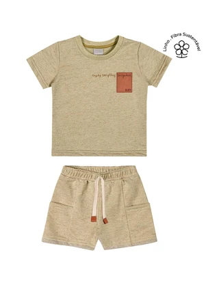 Colorittá - Conjunto Infantil Menino Moletinho Linho Verde - COLORITTÁ