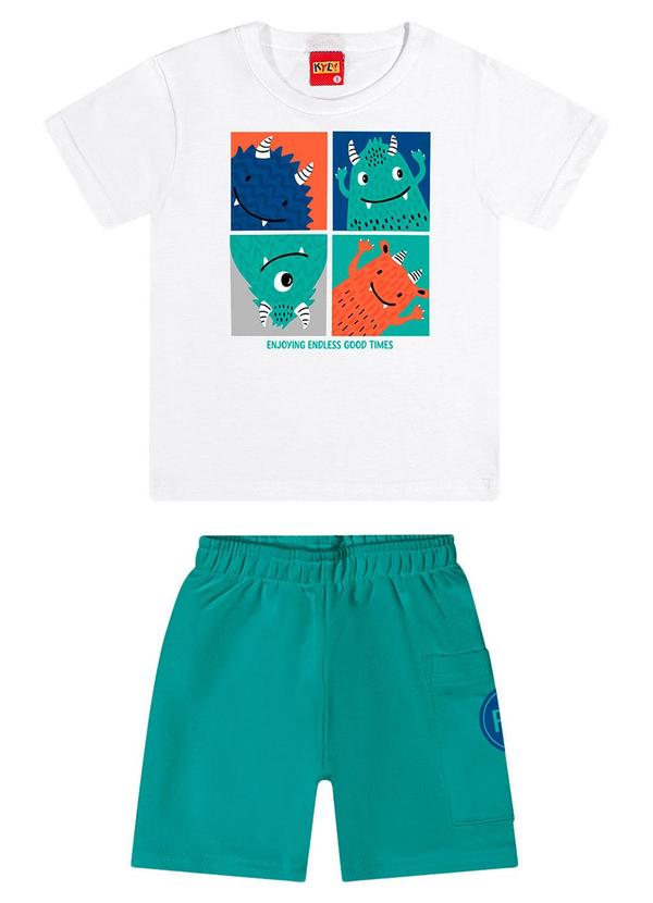 Kyly - Conjunto Infantil Menino Monstrinhos Branco