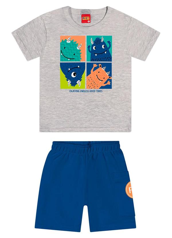 Kyly - Conjunto Infantil Menino Monstrinhos Cinza