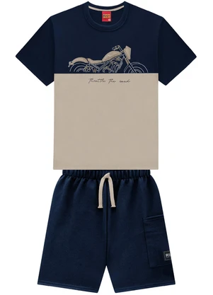Kyly - Conjunto Infantil Menino Moto Marinho - KYLY