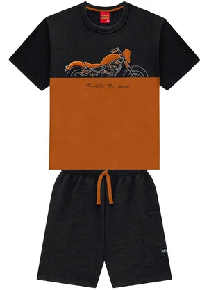 Kyly - Conjunto Infantil Menino Moto Marrom - KYLY