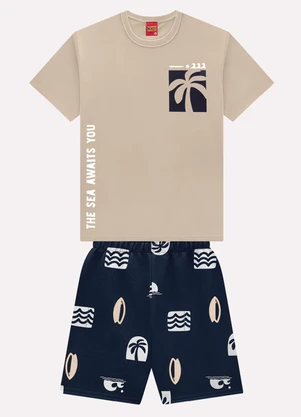 Kyly - Conjunto Infantil Menino Palmeira Bege - KYLY