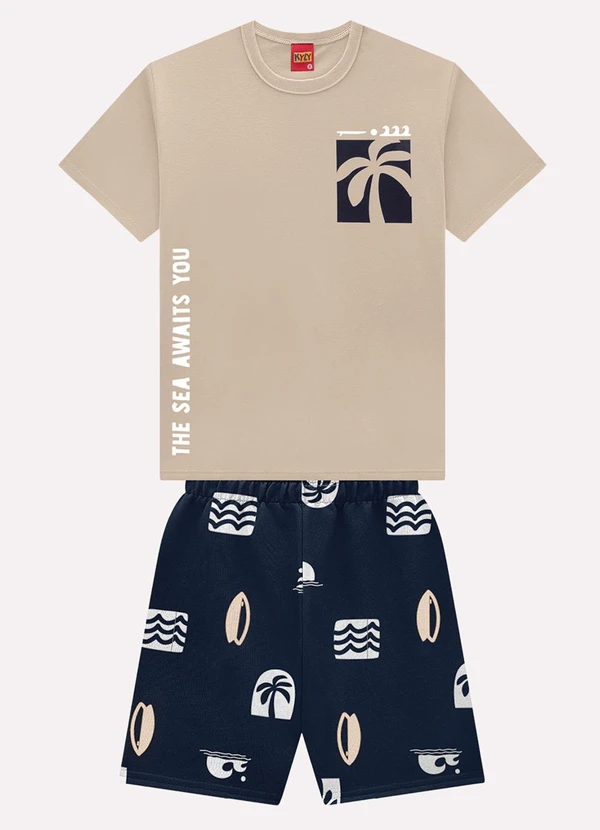 Kyly - Conjunto Infantil Menino Palmeira Bege