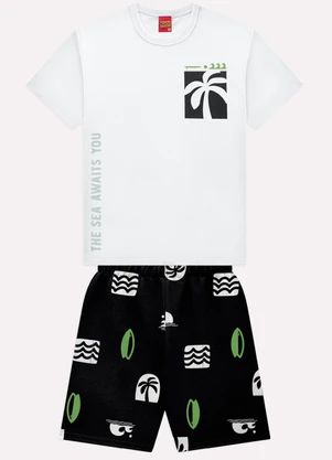 Kyly - Conjunto Infantil Menino Palmeira Branco - KYLY
