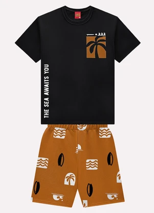Kyly - Conjunto Infantil Menino Palmeira Preto - KYLY