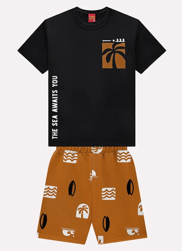 Kyly - Conjunto Infantil Menino Palmeira Preto