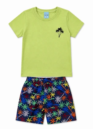 Rosa Azul - Conjunto Infantil Menino Palmeiras Verão Verde - ROSA AZUL