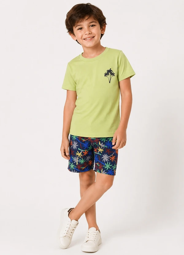 Rosa Azul - Conjunto Infantil Menino Palmeiras Verão Verde