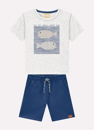 Milon - Conjunto Infantil Menino Peixes Cinza - MILON