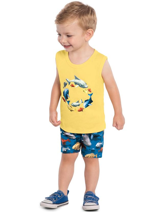 Kyly - Conjunto Infantil Menino Peixinhos Amarelo