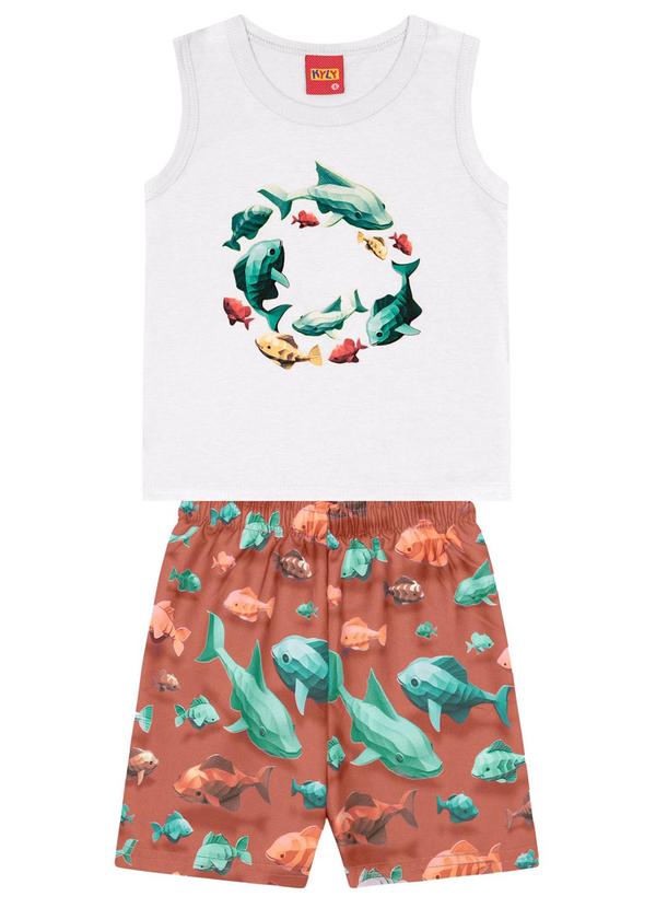 Kyly - Conjunto Infantil Menino Peixinhos Branco