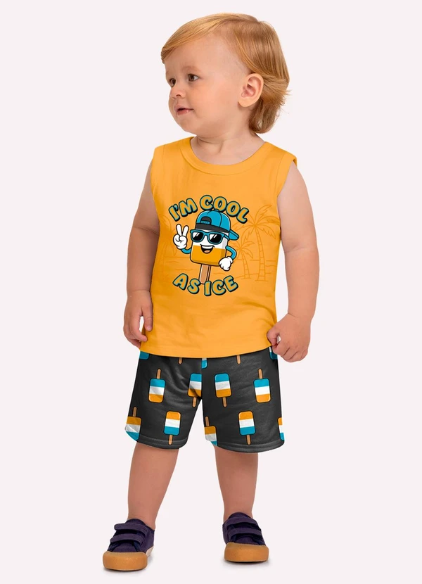 Kyly - Conjunto Infantil Menino Picolé Amarelo