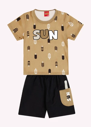 Kyly - Conjunto Infantil Menino Picolés Marrom - KYLY