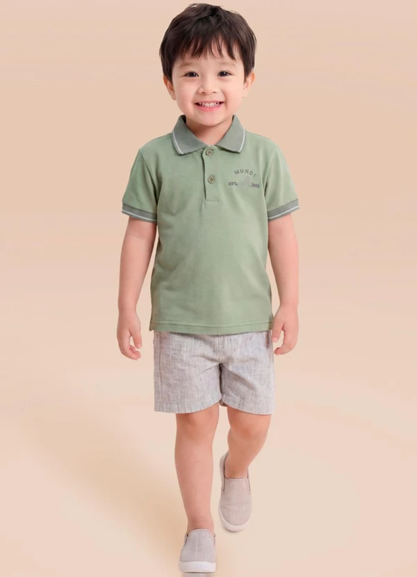 Mundi - Conjunto Infantil Menino Piquet Bordado Verde