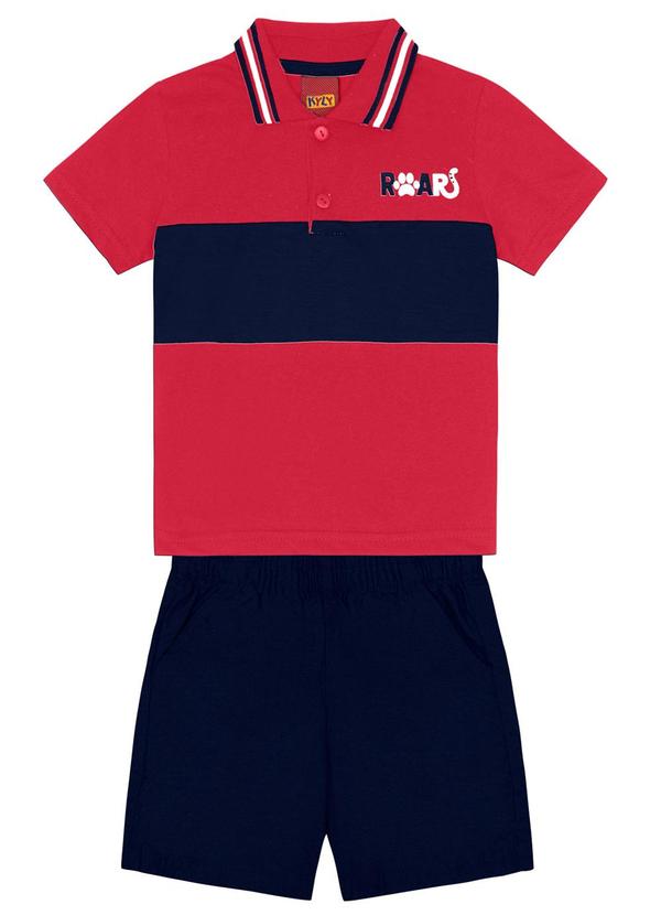 Kyly - Conjunto Infantil Menino Polo + Bermuda Vermelho