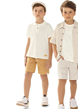 Colorittá - Conjunto Infantil Menino Polo Bordado Bege - COLORITTÁ