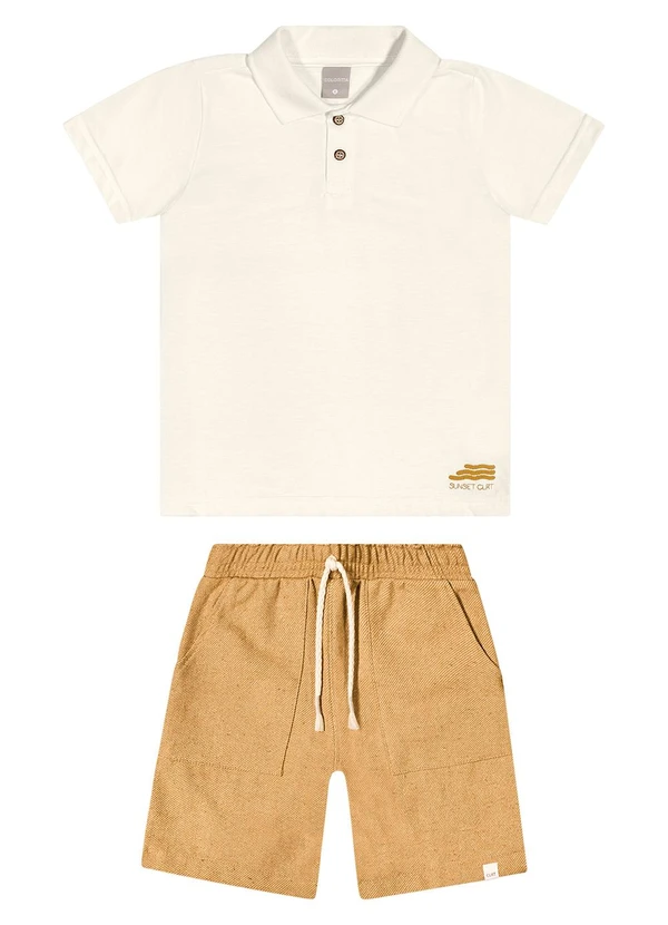 Colorittá - Conjunto Infantil Menino Polo Bordado Bege 3