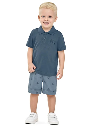 Elian - Conjunto Infantil Menino Polo Lagosta Azul - ELIAN