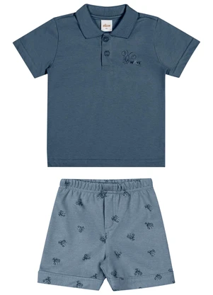 Elian - Conjunto Infantil Menino Polo Lagosta Azul - ELIAN