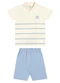 Elian - Conjunto Infantil Menino Polo Listrado Vermelho - variação: Bege