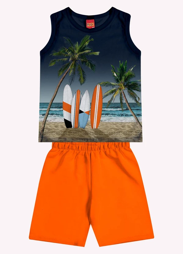 Kyly - Conjunto Infantil Menino Praia Azul Marinho