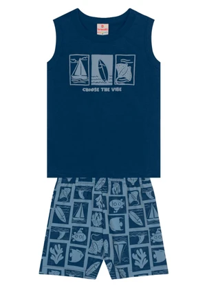 Brandili - Conjunto Infantil Menino Praiano Azul - BRANDILI