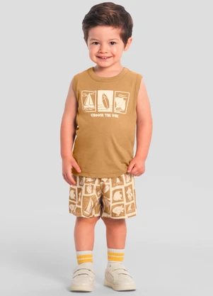 Brandili - Conjunto Infantil Menino Praiano Marrom - BRANDILI