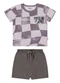 Elian - Conjunto Infantil Menino Quadriculado Marrom - variação: Cinza