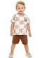 Elian - Conjunto Infantil Menino Quadriculado Marrom - variação: Marrom