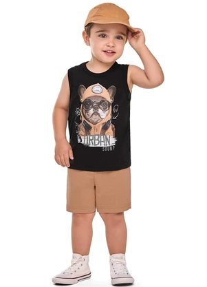 Elian - Conjunto Infantil Menino Regata Animais Preto - ELIAN
