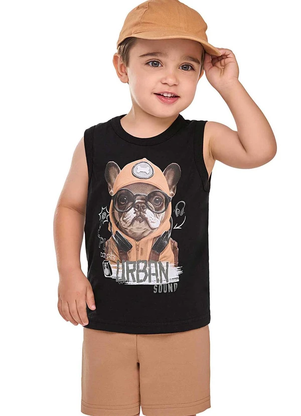 Elian - Conjunto Infantil Menino Regata Animais Preto