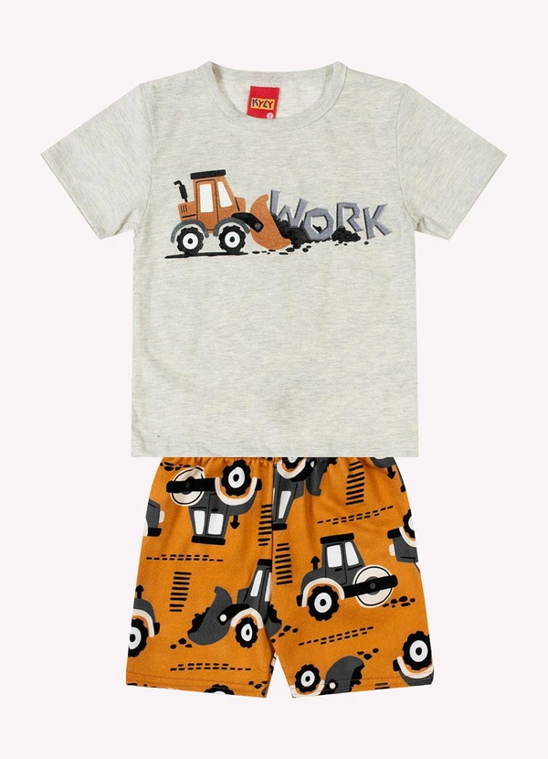 Kyly - Conjunto Infantil Menino Retroescavadeira Cinza