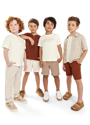 Colorittá - Conjunto Infantil Menino Seaside Puff Bege - COLORITTÁ