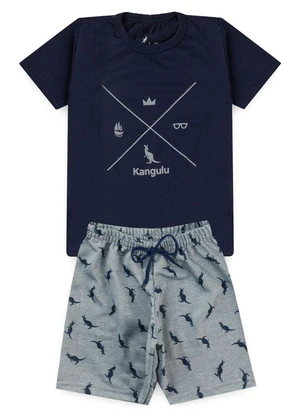 Rosa Azul - Conjunto Infantil Menino Símbolos Kangulu Azul - ROSA AZUL