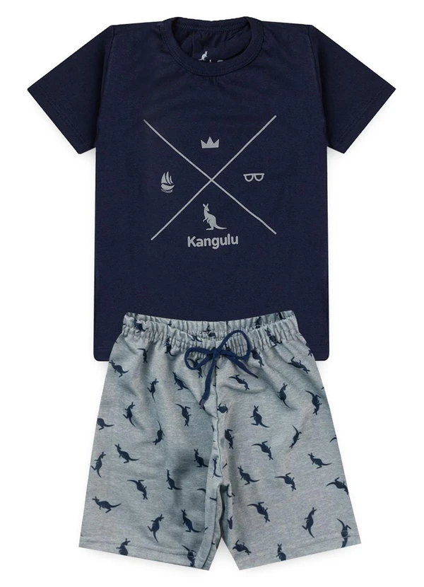 Rosa Azul - Conjunto Infantil Menino Símbolos Kangulu Azul