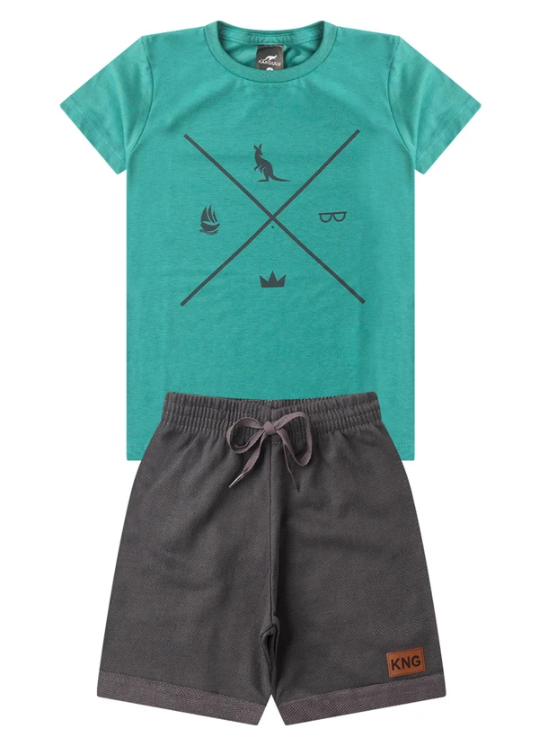 Rosa Azul - Conjunto Infantil Menino Símbolos Kangulu Verde