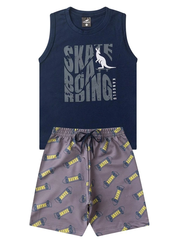 Rosa Azul - Conjunto Infantil Menino Skate Boarding Azul