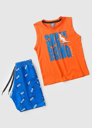 Rosa Azul - Conjunto Infantil Menino Skate Boarding Laranja - ROSA AZUL