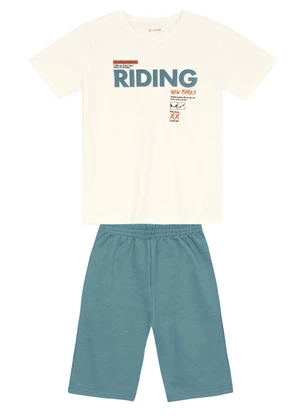Brandili - Conjunto Infantil Menino Skate em Puff Natural - BRANDILI