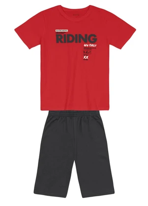 Brandili - Conjunto Infantil Menino Skate em Puff Vermelho - BRANDILI