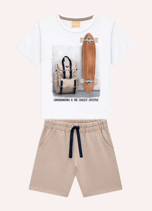Milon - Conjunto Infantil Menino Skate Branco 1