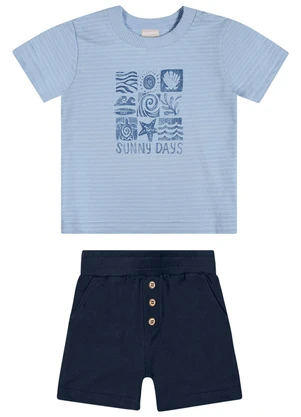 Colorittá - Conjunto Infantil Menino Sunny Textura Azul - COLORITTÁ