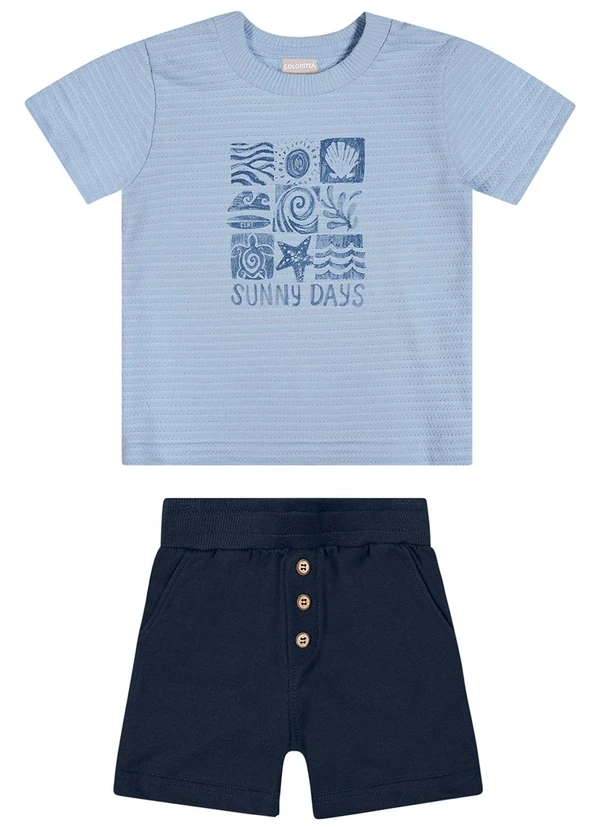 Colorittá - Conjunto Infantil Menino Sunny Textura Azul 1