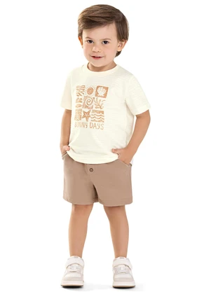 Colorittá - Conjunto Infantil Menino Sunny Textura Bege - COLORITTÁ