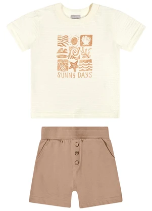 Colorittá - Conjunto Infantil Menino Sunny Textura Bege - COLORITTÁ