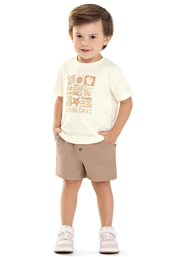 Colorittá - Conjunto Infantil Menino Sunny Textura Bege
