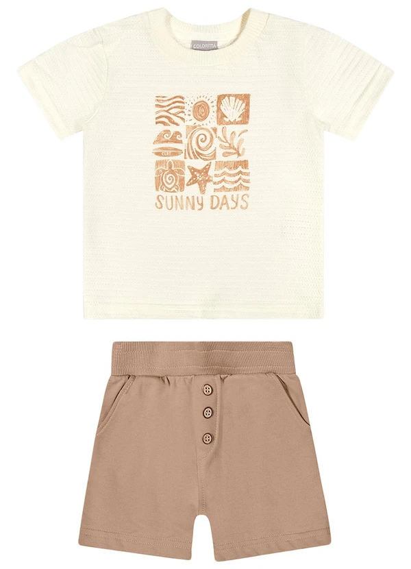 Colorittá - Conjunto Infantil Menino Sunny Textura Bege 2