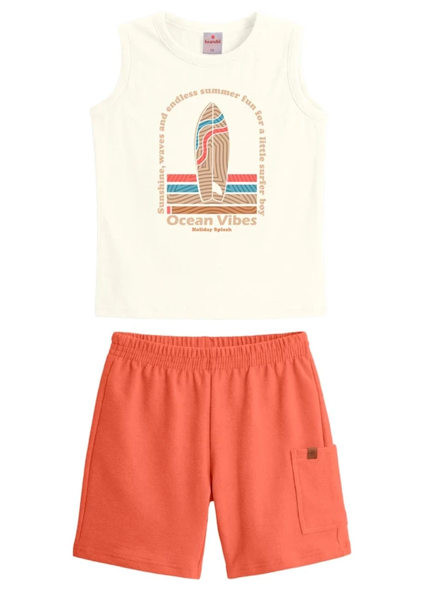 Brandili - Conjunto Infantil Menino Surf Bege