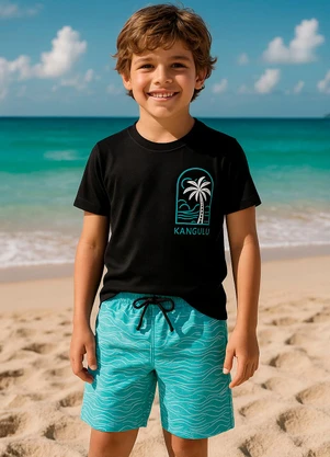 Rosa Azul - Conjunto Infantil Menino Surf Kangulu Preto - ROSA AZUL
