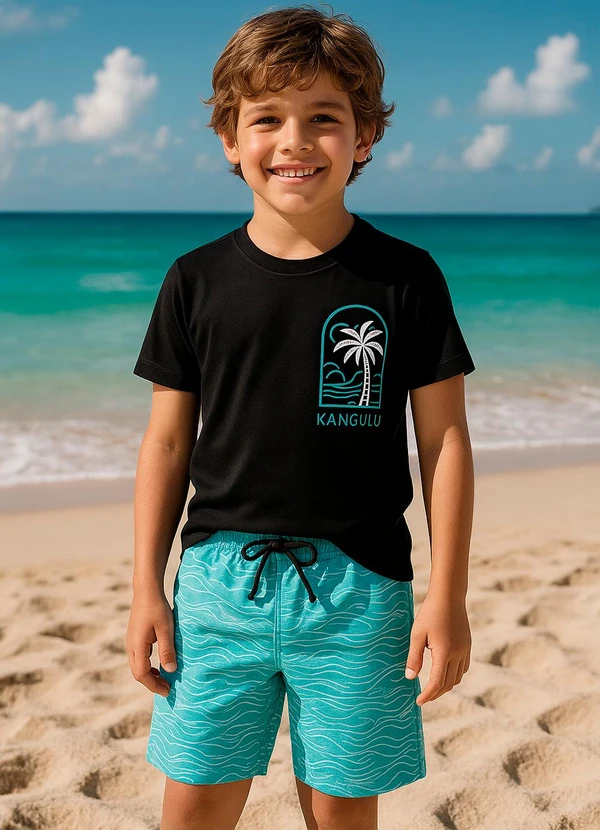 Rosa Azul - Conjunto Infantil Menino Surf Kangulu Preto